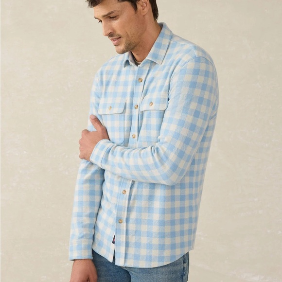Blue and White Plaid Men's Shirt - Picture 6 of 6